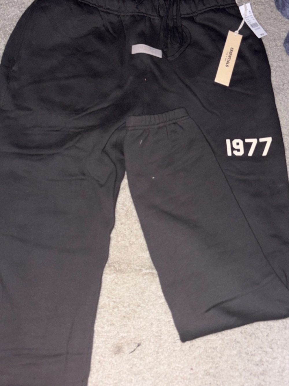 Essentials Black Sweatpants with 1977 Print